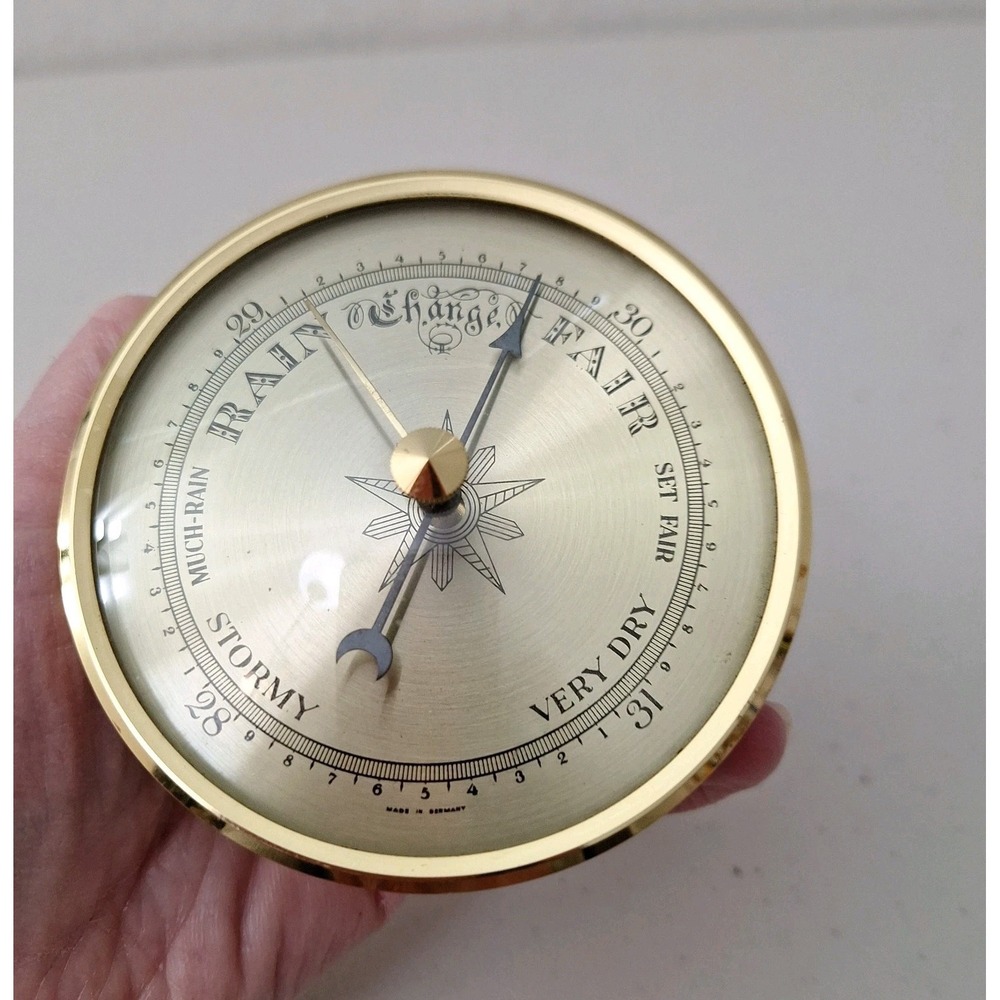 Vintage‎ Antique Brass Barometer RAIN ~CHANGE~ FAIR, Made In GERMANY